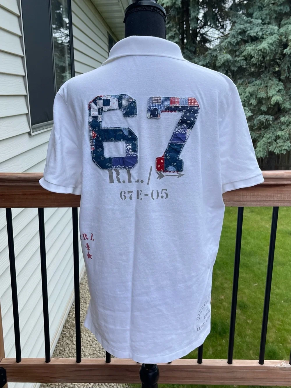 Polo Ralph Lauren Big Patchwork Pony Polo Shirt Men's Medium Stencil White READ